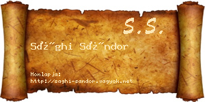Sághi Sándor névjegykártya